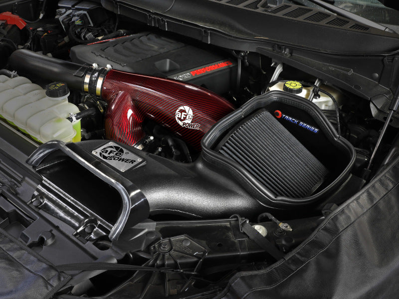 17-25 Ford F-150 / Raptor / 18-25 Navigator / 18-25 Expedition aFe 57-10031KR Track Series Red Kevlar Carbon Fiber C/A Intake System w/Black Pro 5R Filter