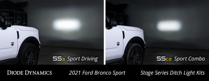 21-25 Ford Bronco Sport Diode Dynamics DD7144 Stage Series 2in LED Ditch Light Kit - Pro White Combo