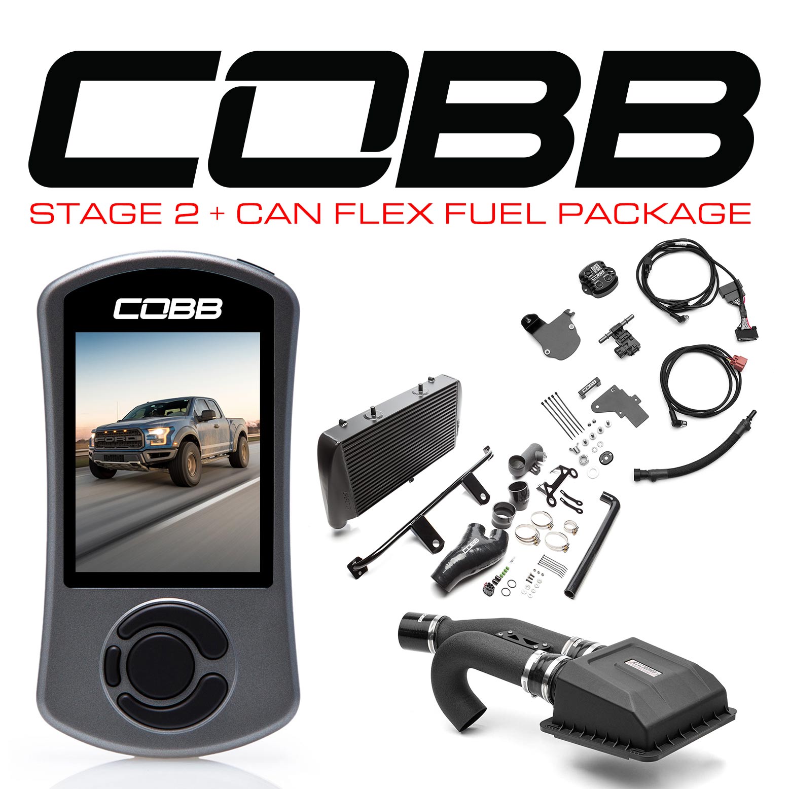 COBB Tuning 0050020SL-FF Stage 2 + CAN Flex Fuel Power Package Silver for 17-20 Ford F-150 Raptor Ecoboost